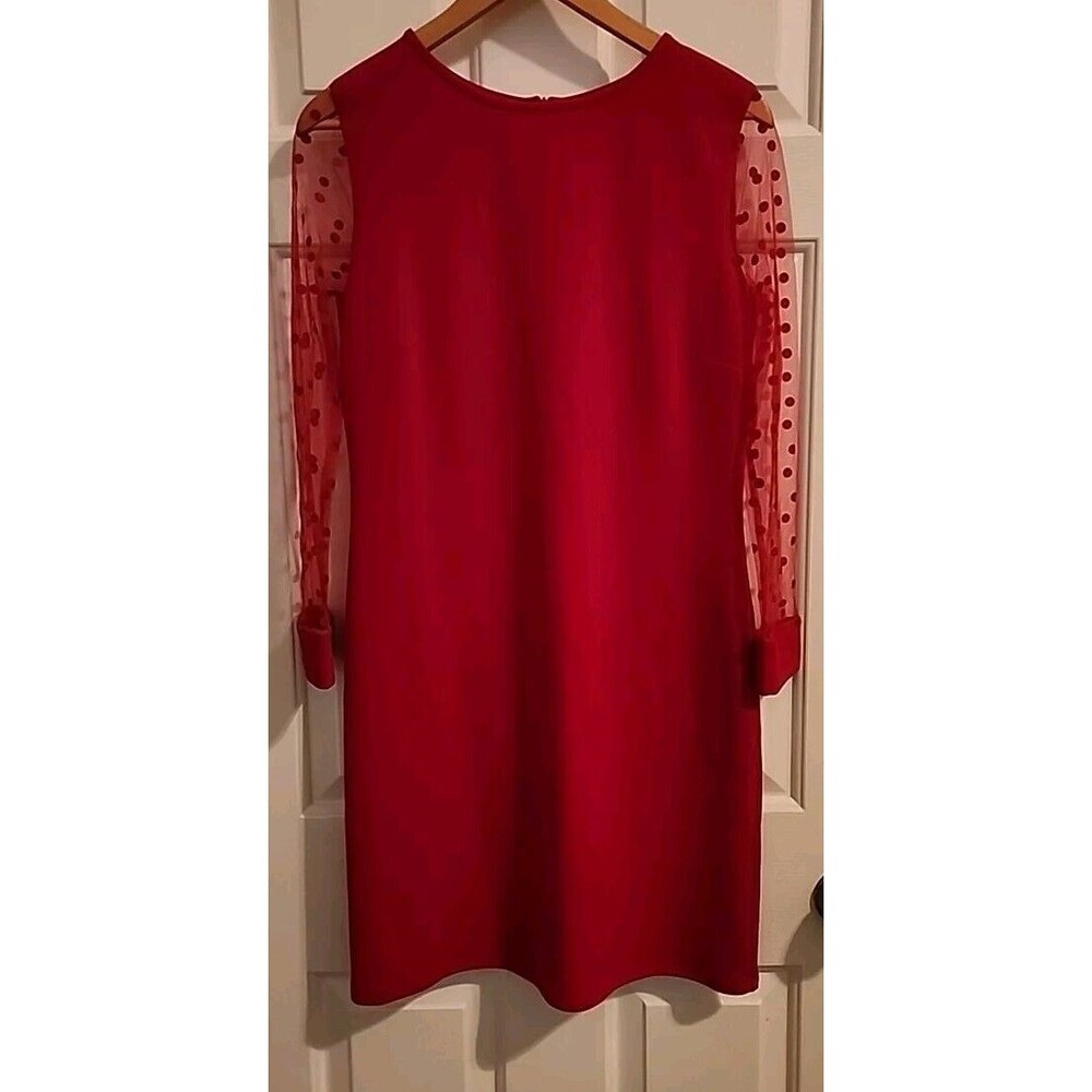 Red Dress Lace Sleeves Aphratti Sheath Holiday Christmas  Size 5/6 Small Pencil
